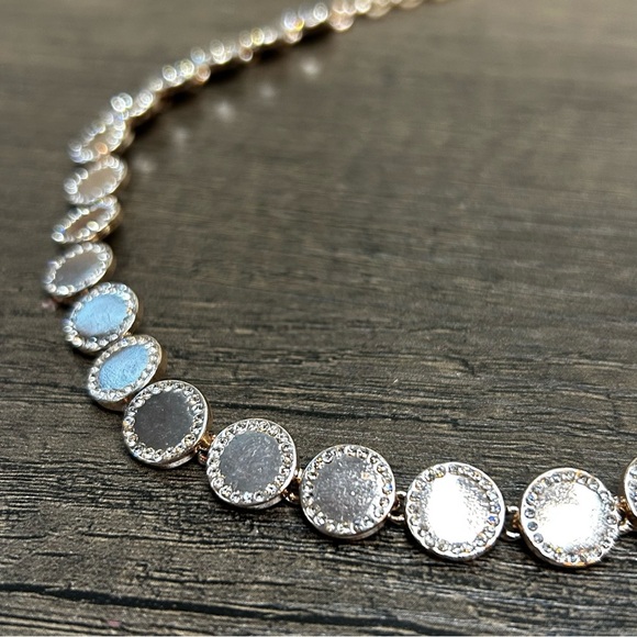 Rose Gold Crystal Studded Discs Necklace - Picture 2 of 3